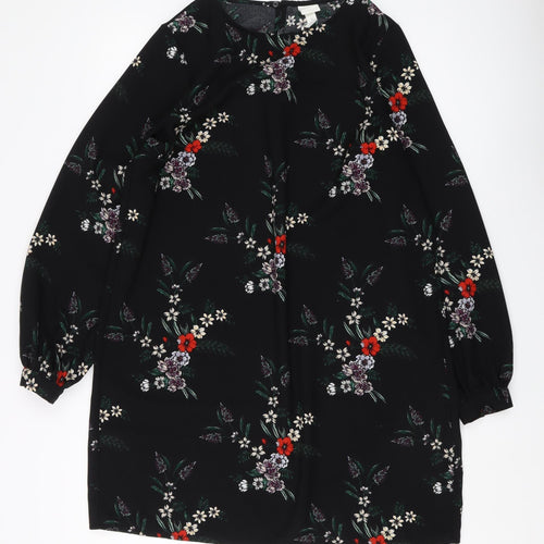 H&M Women’s Black Floral Shift Dress Size 16