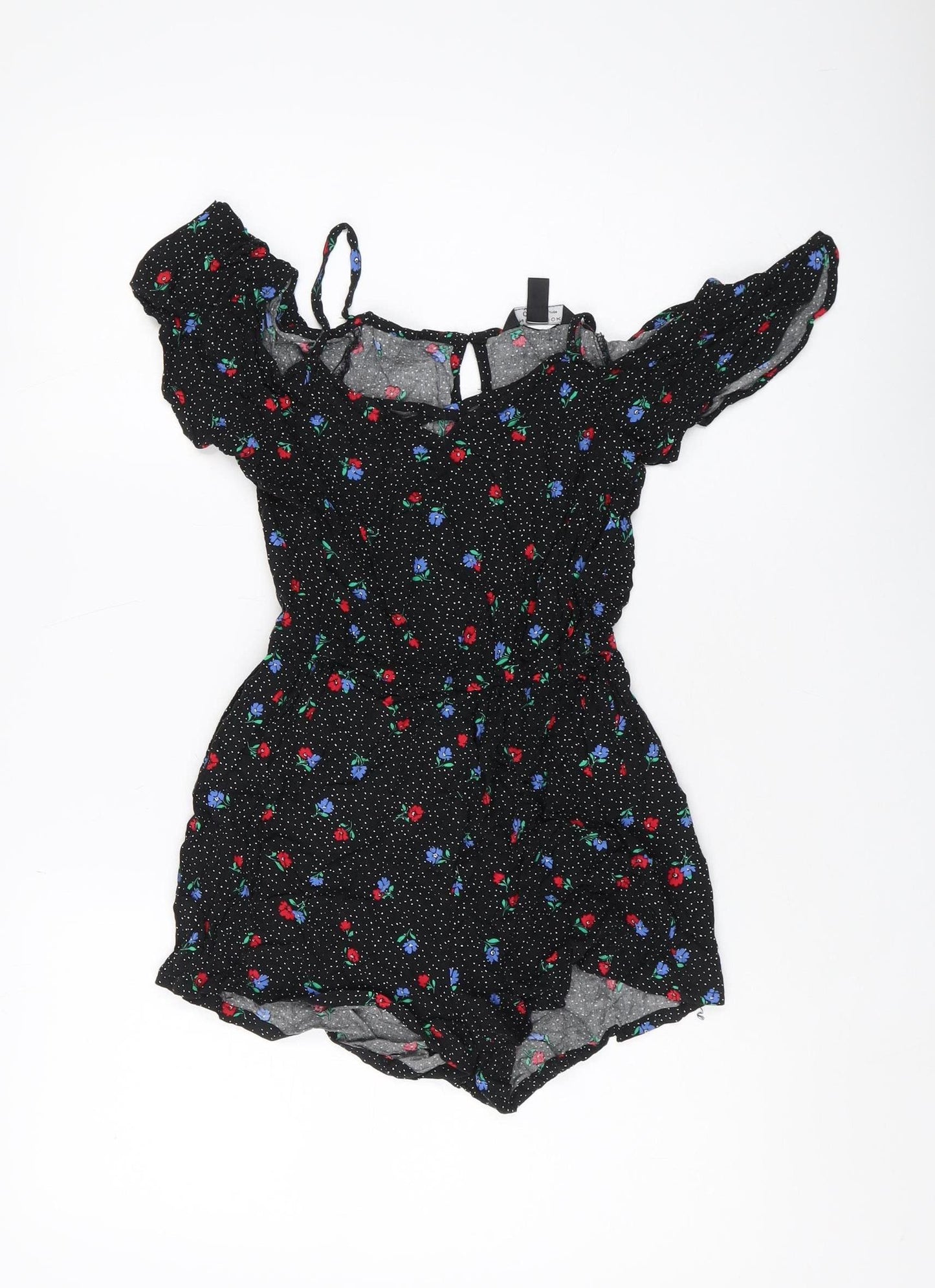 New Look Girls Black Floral Playsuit Size 12 Years