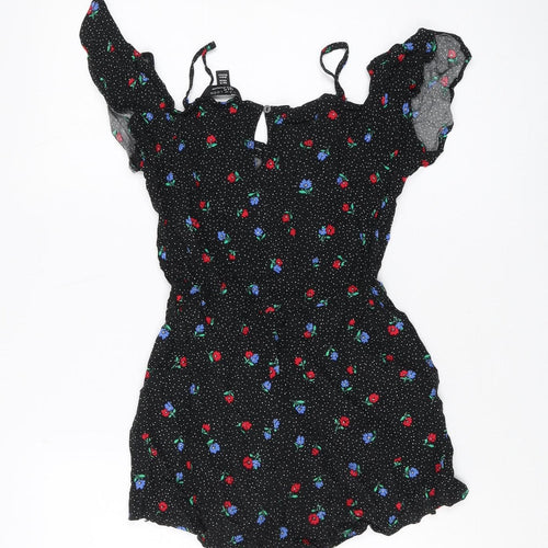 New Look Girls Black Floral Playsuit Size 12 Years