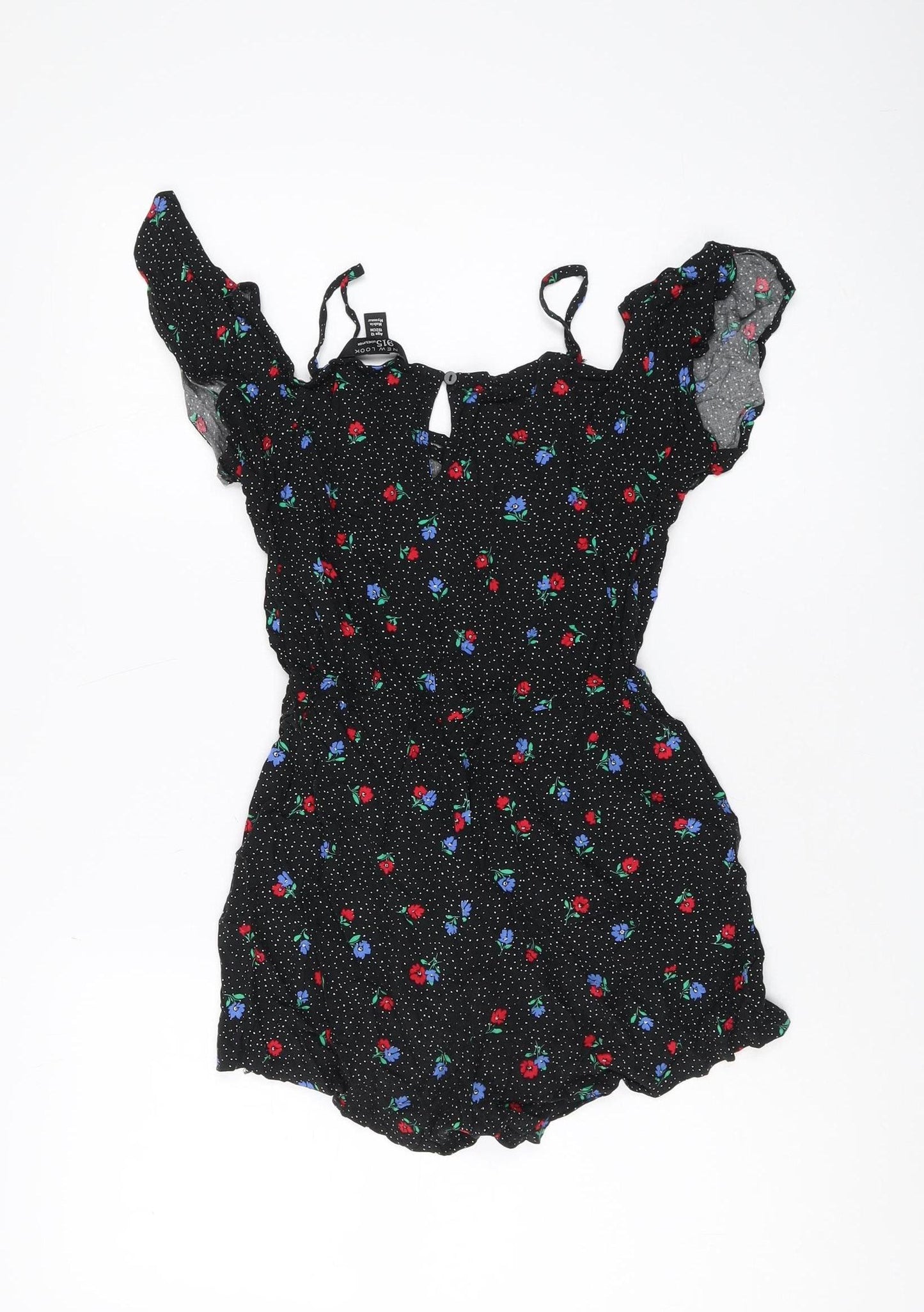 New Look Girls Black Floral Playsuit Size 12 Years