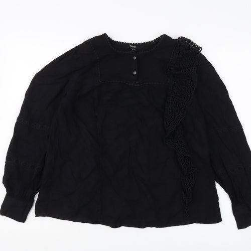 Next Women’s Black 12 Lace Accent Long Sleeve Blouse