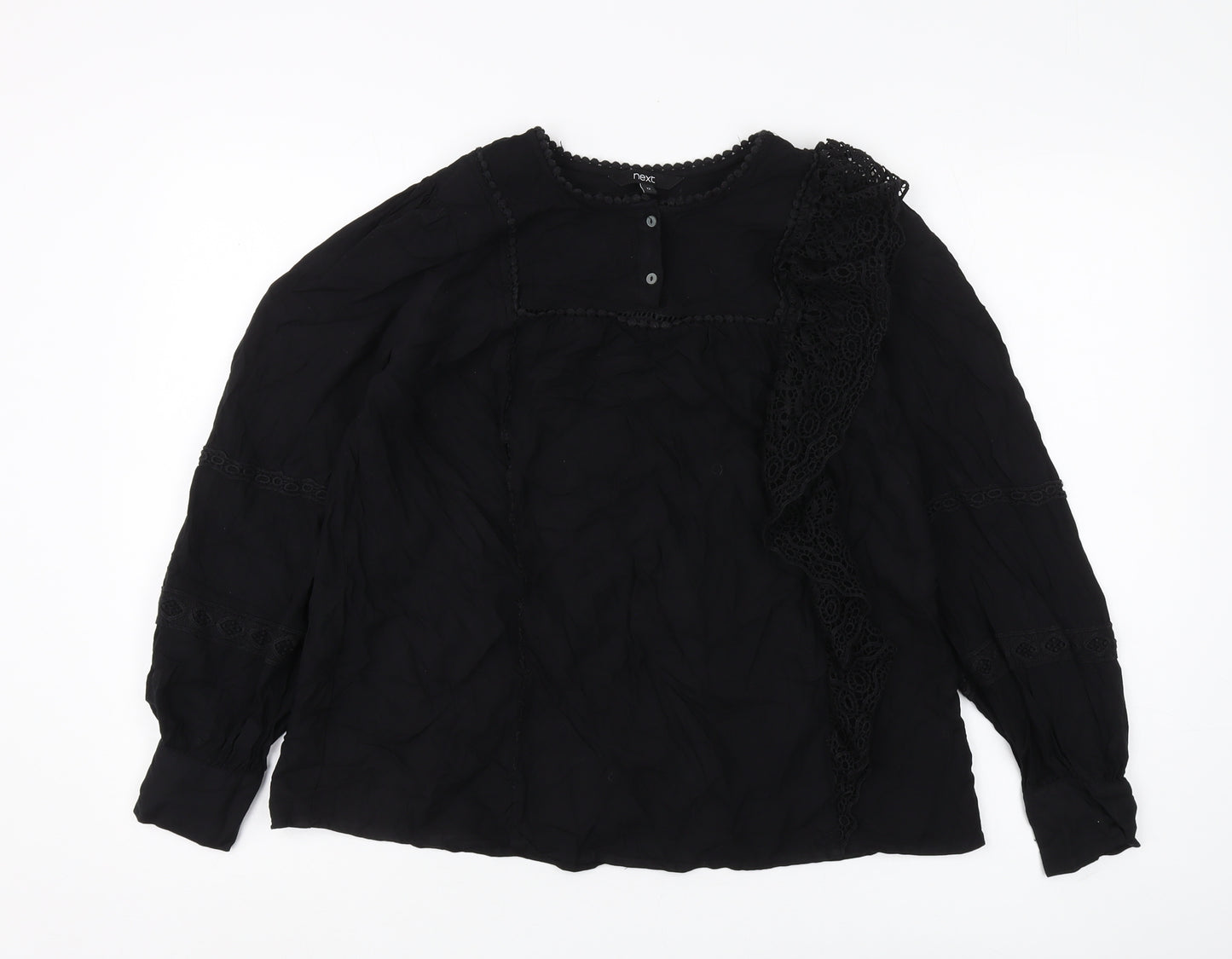 Next Women’s Black 12 Lace Accent Long Sleeve Blouse