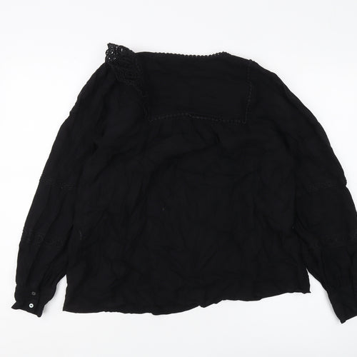 Next Women’s Black 12 Lace Accent Long Sleeve Blouse