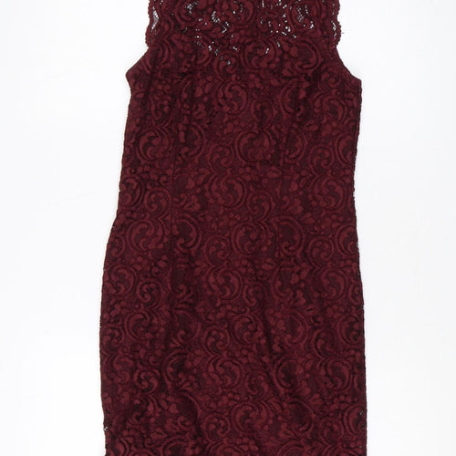 Miss Selfridge Women's Red Lace Sheath Dress Size 8