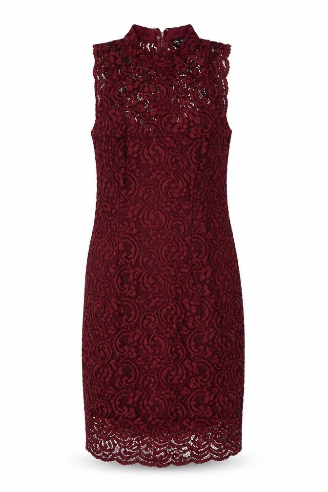 Miss Selfridge Women's Red Lace Sheath Dress Size 8