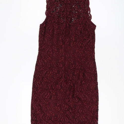 Miss Selfridge Women's Red Lace Sheath Dress Size 8
