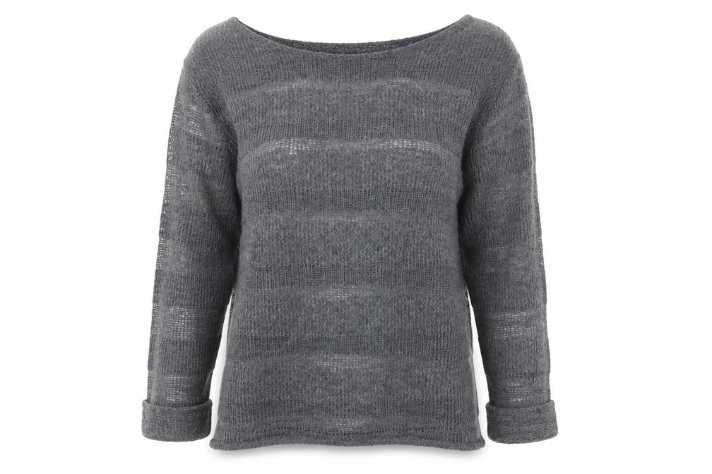 Front view of Topshop Women’s Grey jumper, size UK 8, Boat Neck