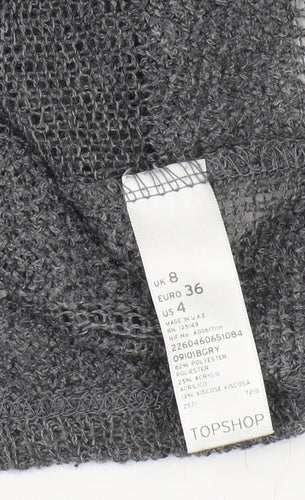 Topshop Women’s Grey Pullover Jumper Size 8 Boat Neck