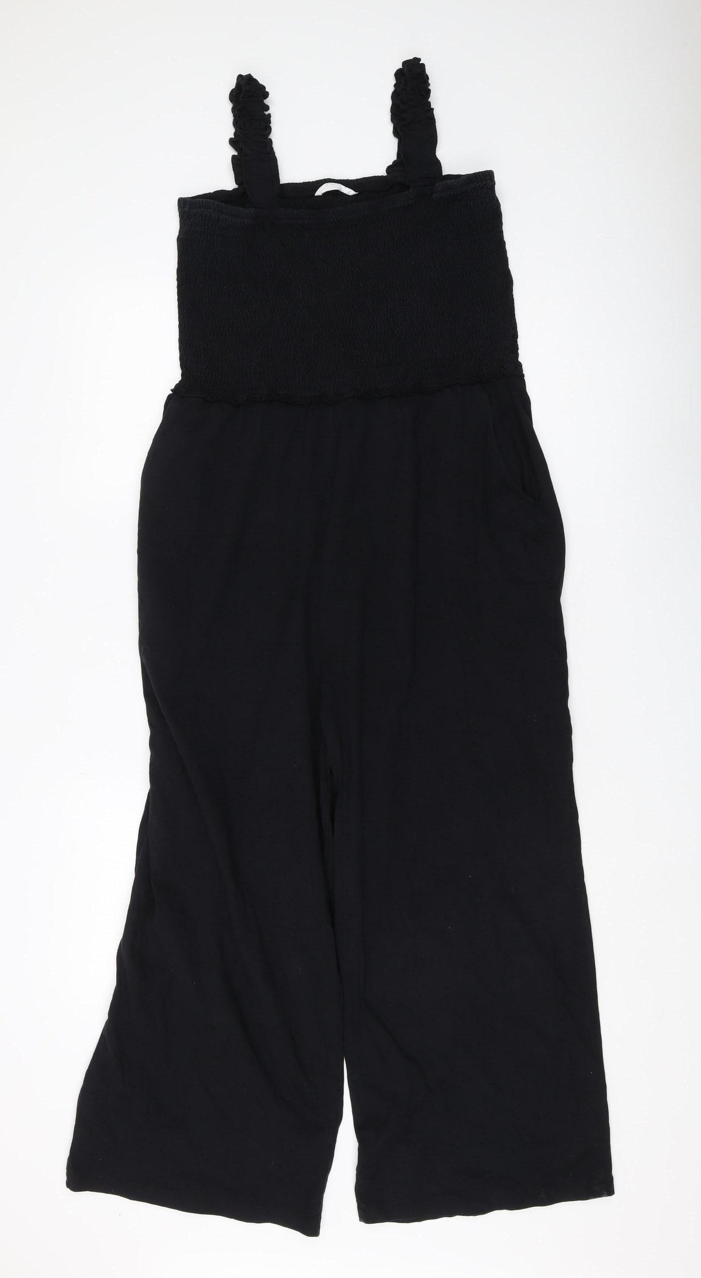 John Lewis Women's Black L Jumpsuit, Wide-Leg, Cotton