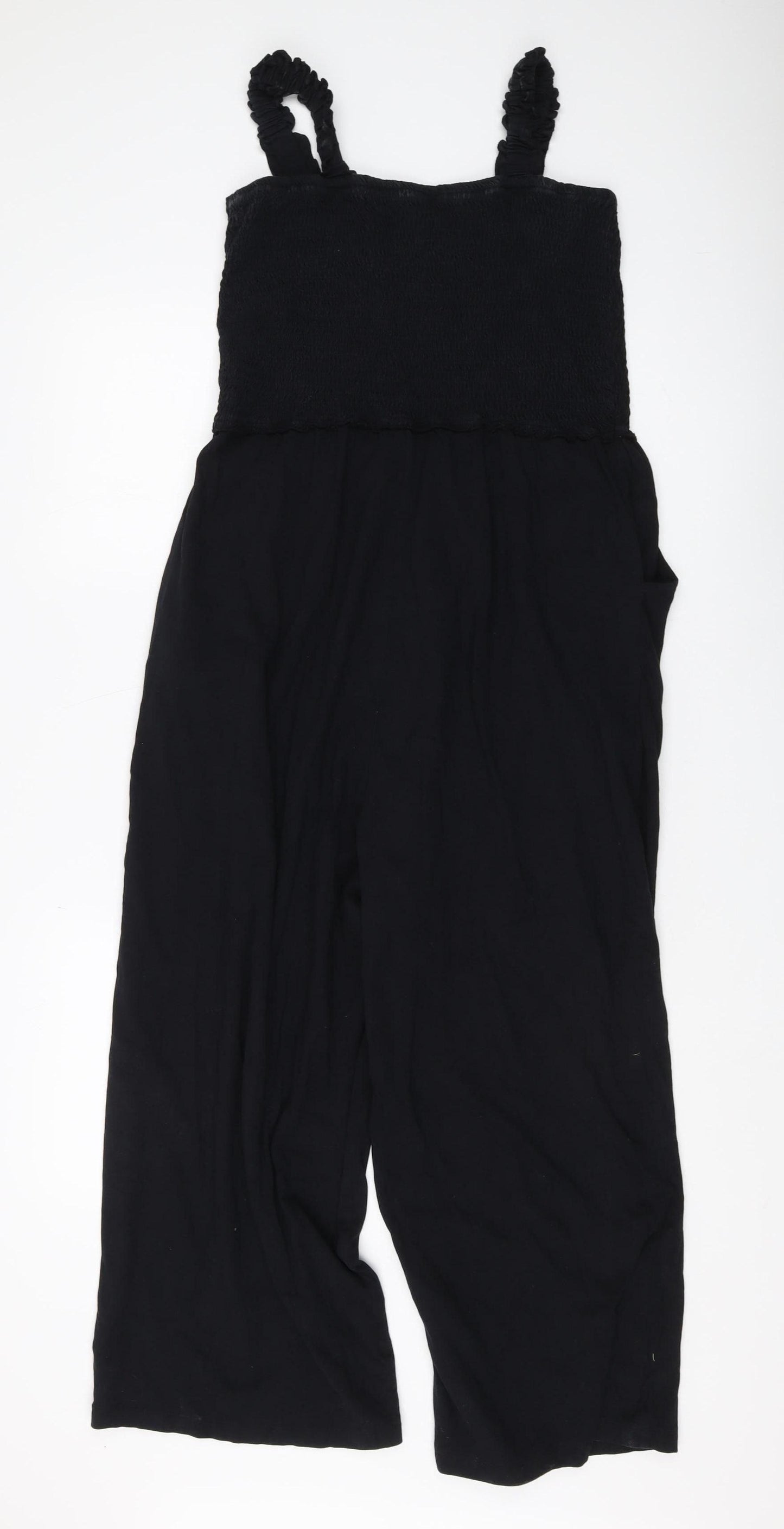 John Lewis Women's Black L Jumpsuit, Wide-Leg, Cotton