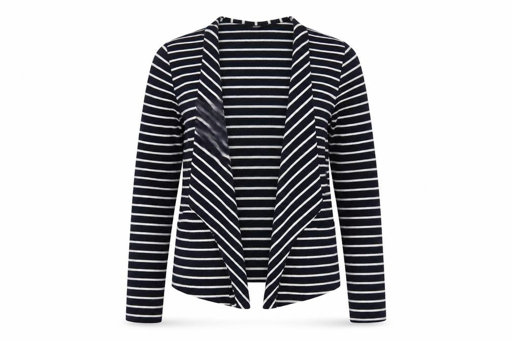 Front view of Wallis Women's Black Striped Basic Jacket, size L