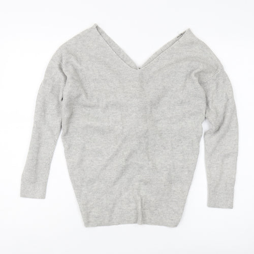 Topshop Women's Grey V-Neck Pullover Jumper Size 6