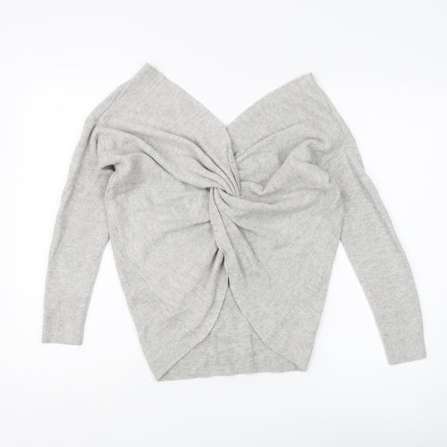 Topshop Women's Grey V-Neck Pullover Jumper Size 6