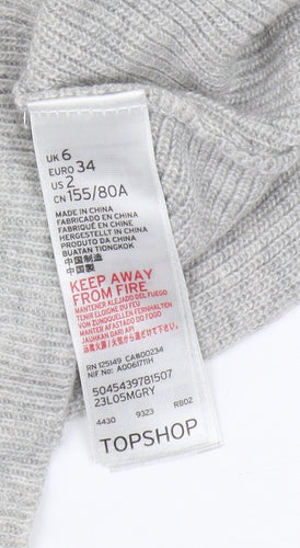 Topshop Women's Grey V-Neck Pullover Jumper Size 6