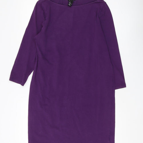 H&M Women's Purple Shift Dress L Casual Boat Neck