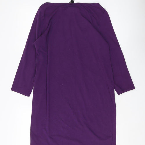 H&M Women's Purple Shift Dress L Casual Boat Neck