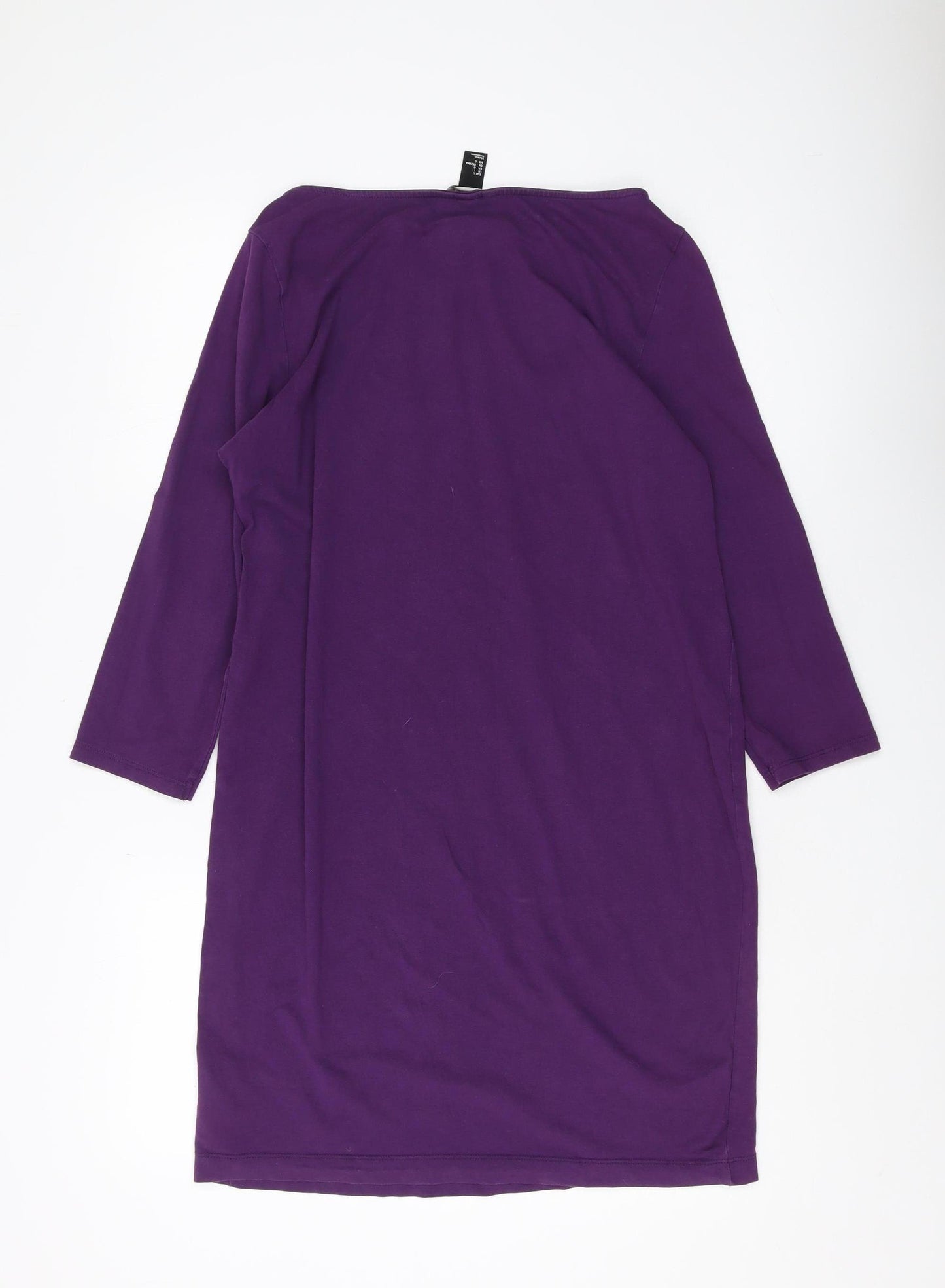 H&M Women's Purple Shift Dress L Casual Boat Neck