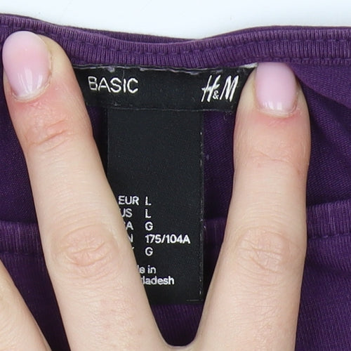 H&M Women's Purple Shift Dress L Casual Boat Neck