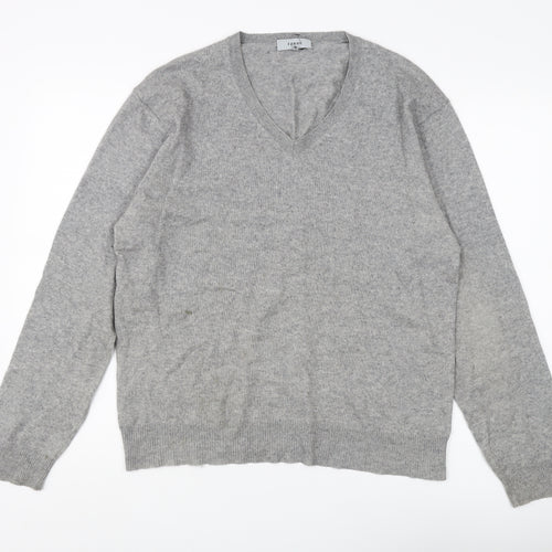Farhi Men's Grey V-Neck Pullover Jumper M