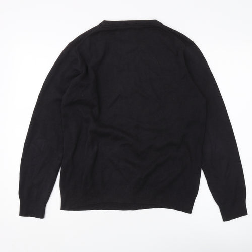 Gant Men's Black Cotton Crew Neck Pullover Jumper - S