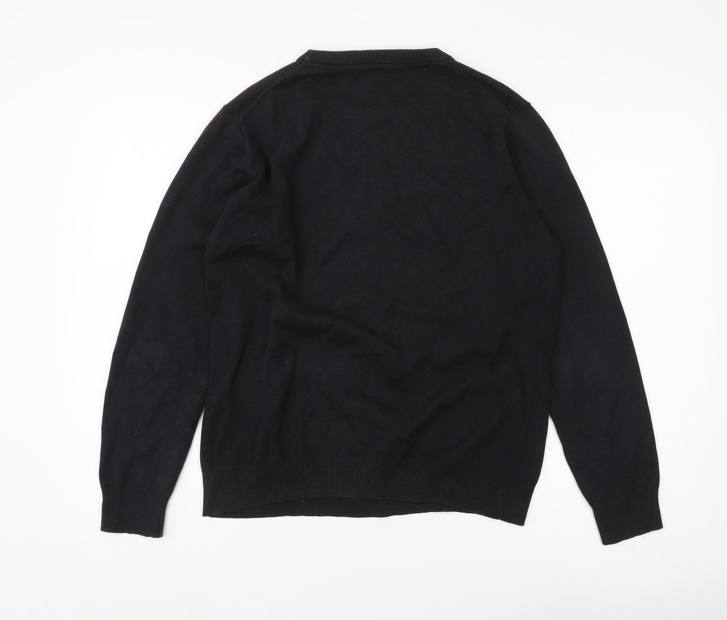 Gant Men's Black Cotton Crew Neck Pullover Jumper - S