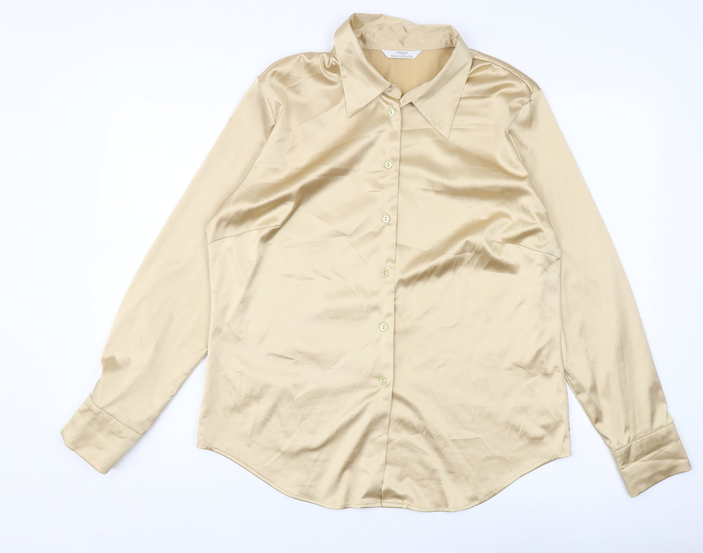 Marks and Spencer Women Beige Button-Up Shirt Size 16