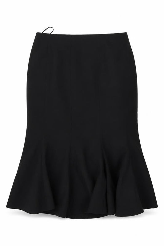 Front view of Libra Women's Black Trumpet Skirt, size 14