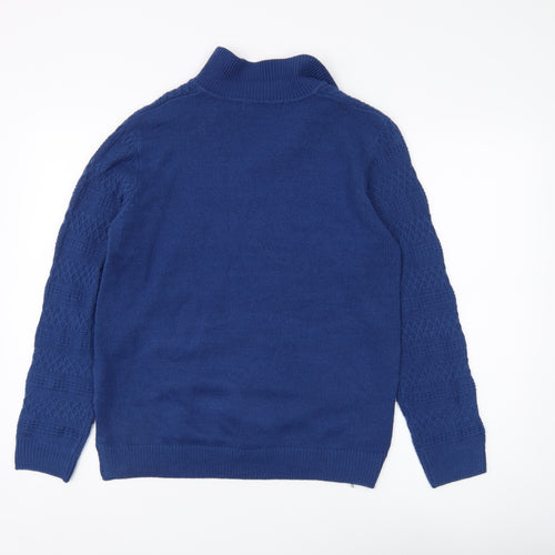 Isle Essentials Women's Blue V-Neck Pullover Jumper Size 14