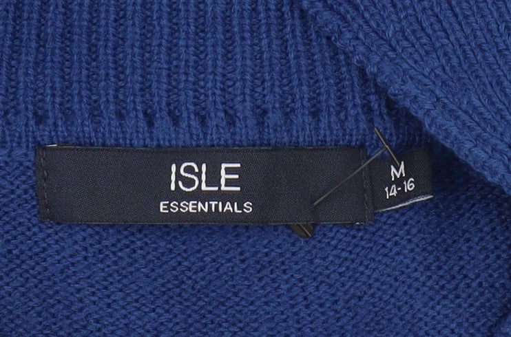 Isle Essentials Women's Blue V-Neck Pullover Jumper Size 14