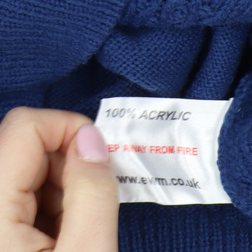 Isle Essentials Women's Blue V-Neck Pullover Jumper Size 14