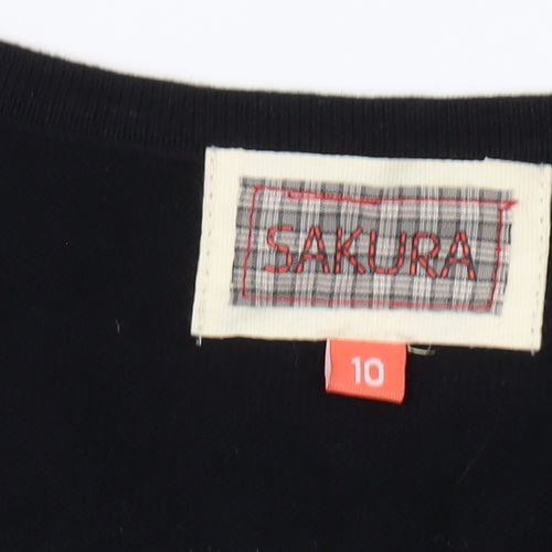 Sakura Women's Black Short Sleeve Cardigan - Size 10