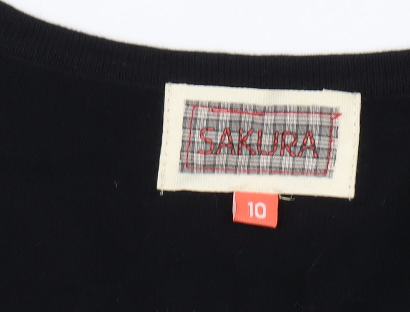 Sakura Women's Black Short Sleeve Cardigan - Size 10