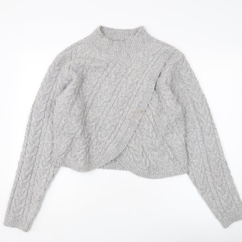 Apricot Women's Grey Cable-Knit Pullover Jumper UK 16