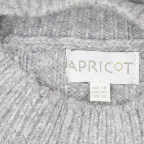 Apricot Women's Grey Cable-Knit Pullover Jumper UK 16