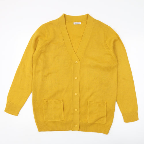 Damart Women's Yellow Cardigan M V-Neck Long Sleeve