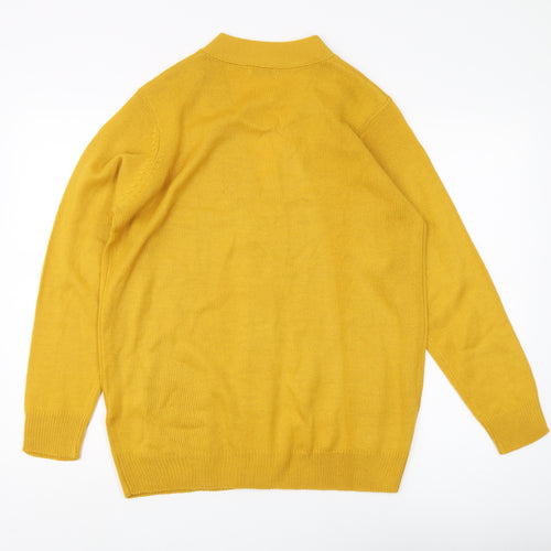 Damart Women's Yellow Cardigan M V-Neck Long Sleeve