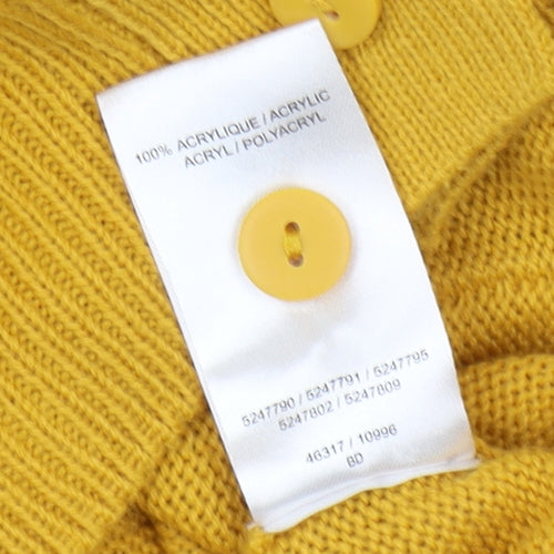Damart Women's Yellow Cardigan M V-Neck Long Sleeve