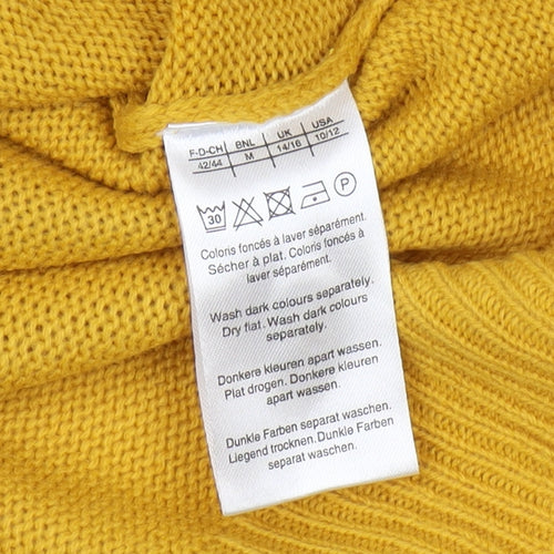 Damart Women's Yellow Cardigan M V-Neck Long Sleeve