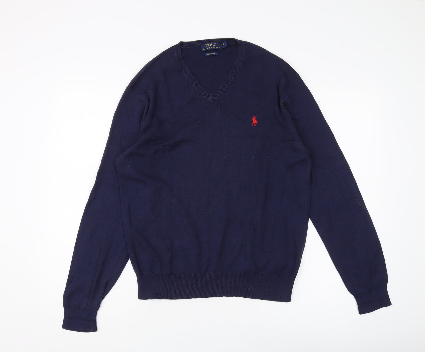 Ralph Lauren Men Blue V-Neck Pullover Jumper M