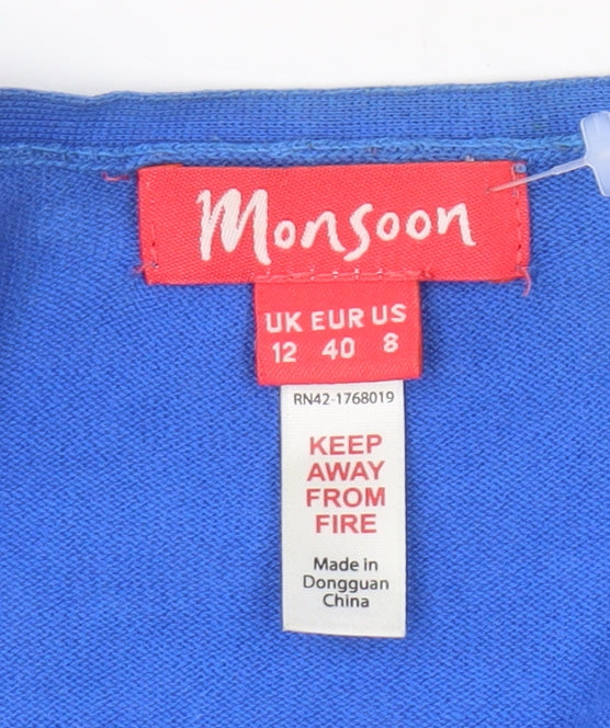Monsoon Women's Blue V-Neck Cardigan Size 12