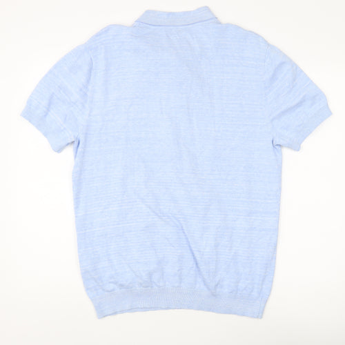 Reiss Men's Blue XL Polo Shirt, Cotton, Short Sleeve