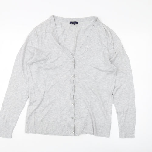 Gap Women's Grey Cardigan L V-Neck Long Sleeve