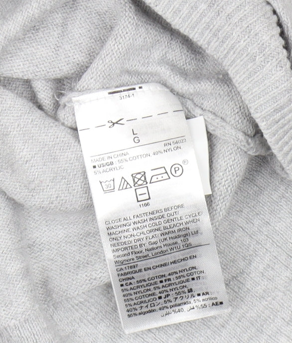 Gap Women's Grey Cardigan L V-Neck Long Sleeve