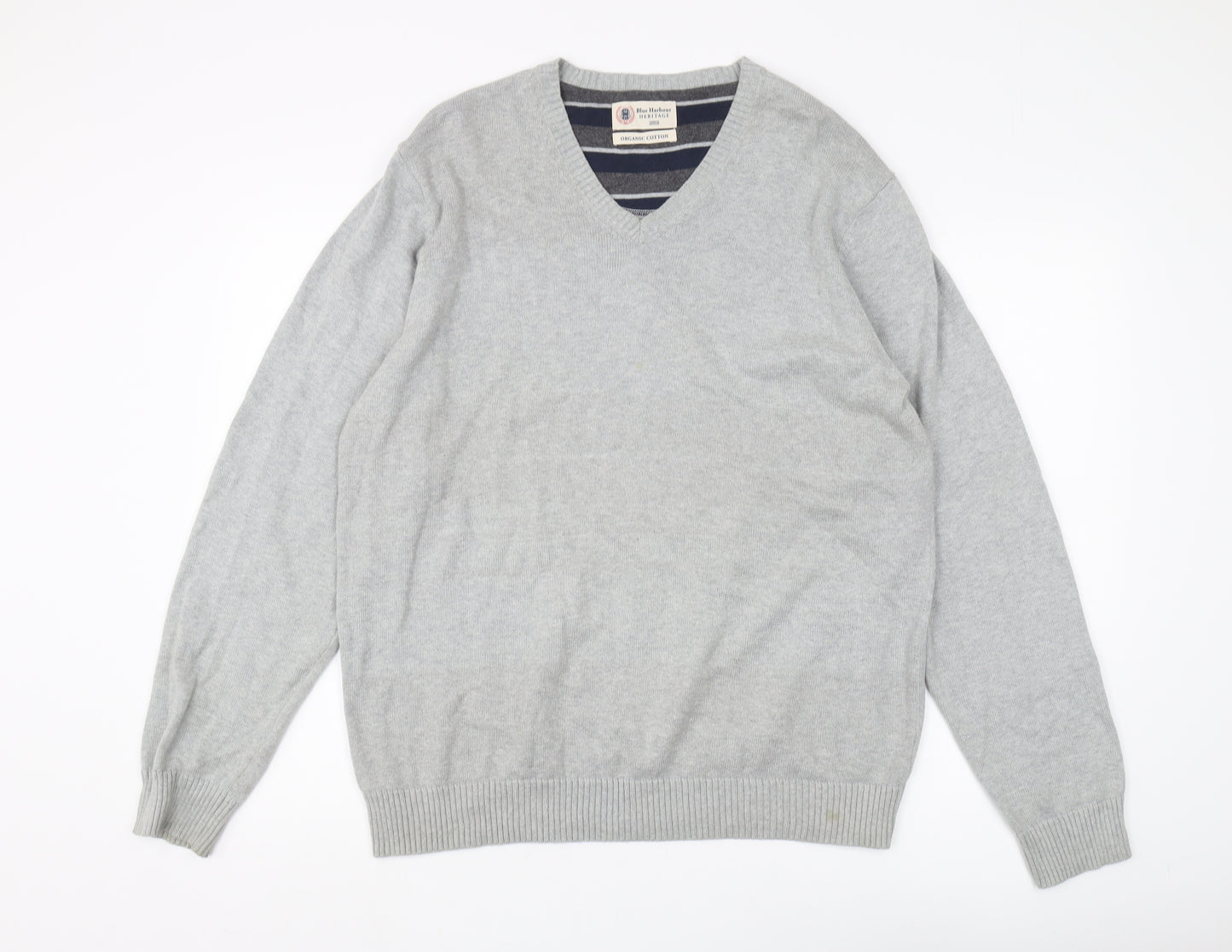 Marks and Spencer Men's Grey V-Neck Pullover Jumper
