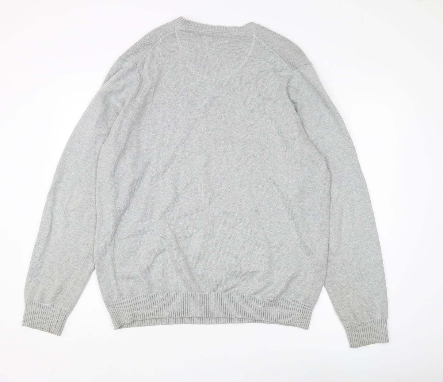 Marks and Spencer Men's Grey V-Neck Pullover Jumper