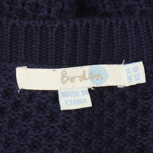 Boden Women's Blue Pullover Jumper, Size 14, Cotton