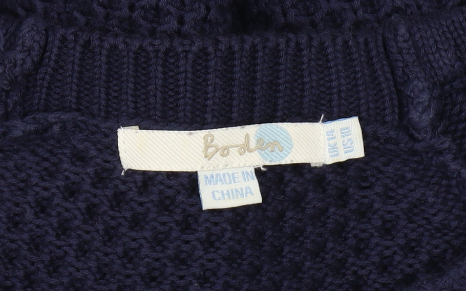 Boden Women's Blue Pullover Jumper, Size 14, Cotton