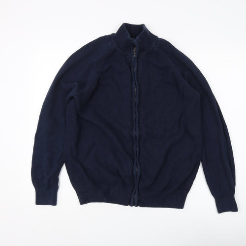Cotton Traders Men's Blue Full Zip Jumper - L