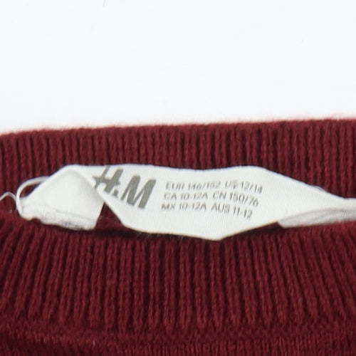 H&M Girls Red Hogwarts Pullover Jumper, Size 12 Years