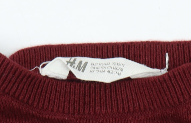 H&M Girls Red Hogwarts Pullover Jumper, Size 12 Years